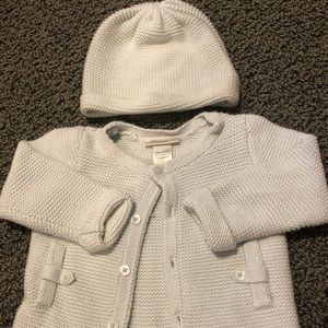 Adorable baby knit sweater and matching hat